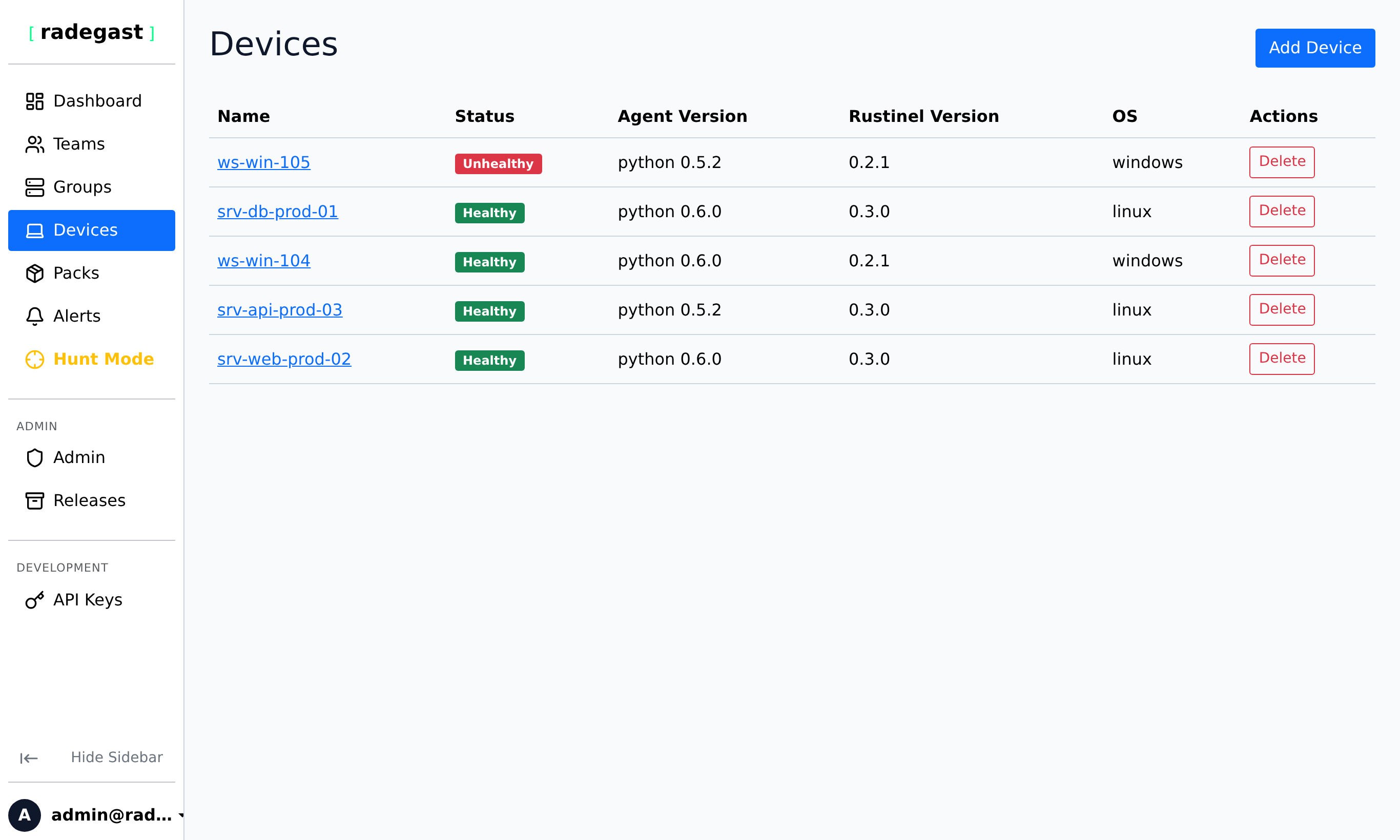 Devices Management List