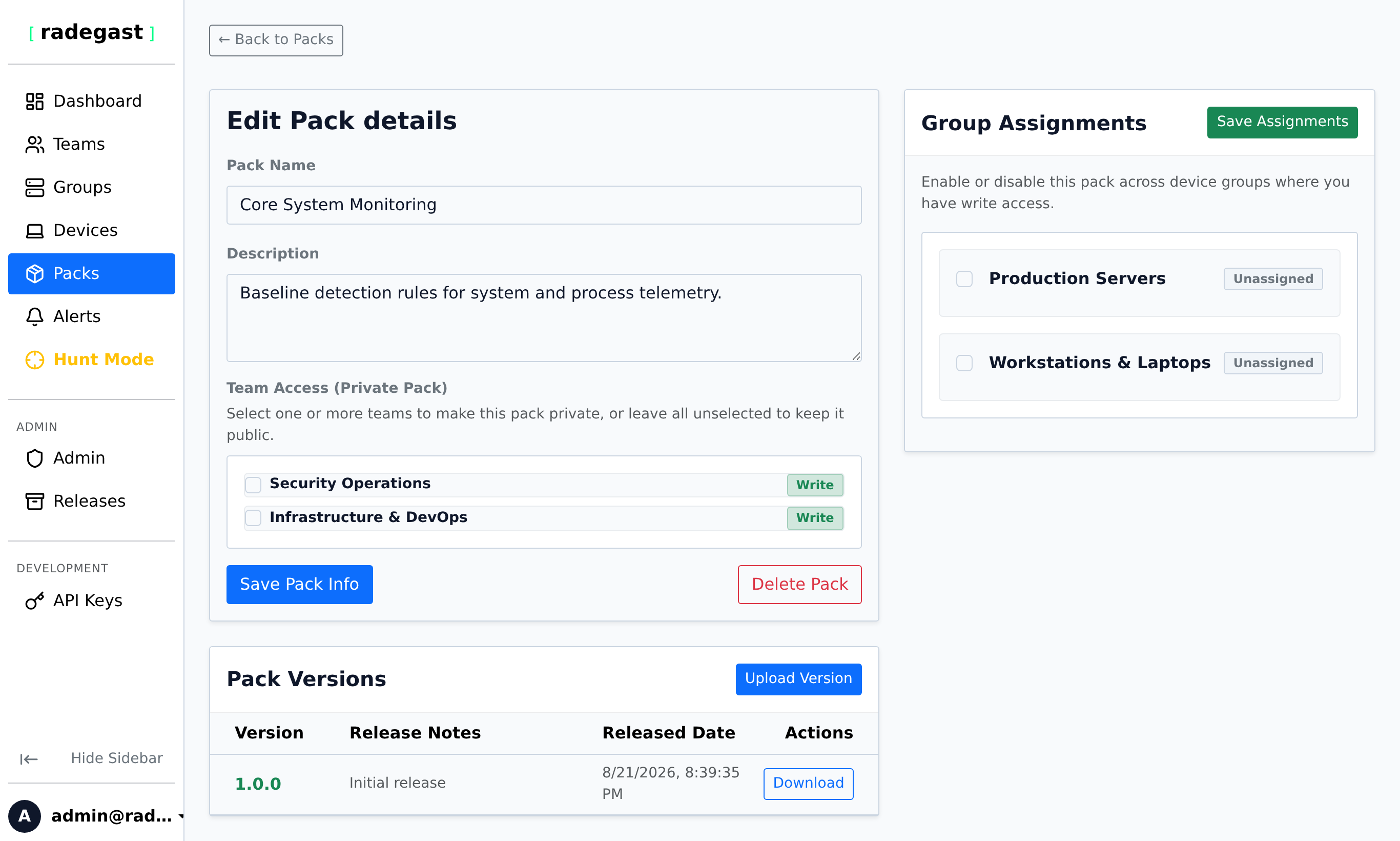 Detection Pack Details
